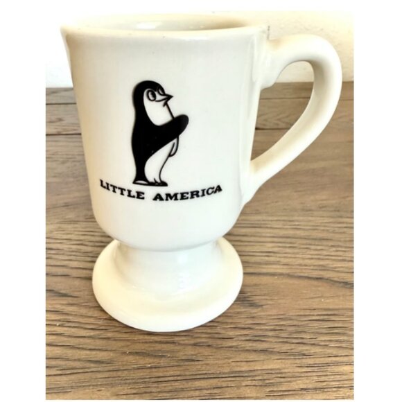 Vintage Little America Penguin Pedestal Diner Mug Heavy Ceramic Restaurant Ware - Picture 1 of 4
